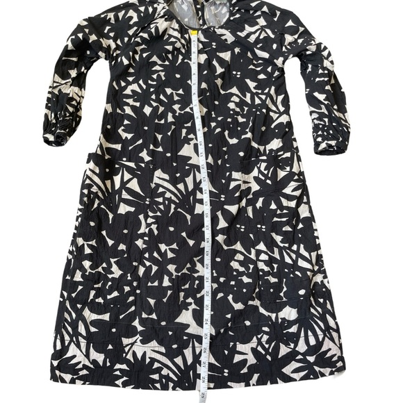 Everlane Black White Floral Seersucker Dress 3/4 Sleeve Pockets XXS - Picture 11 of 15